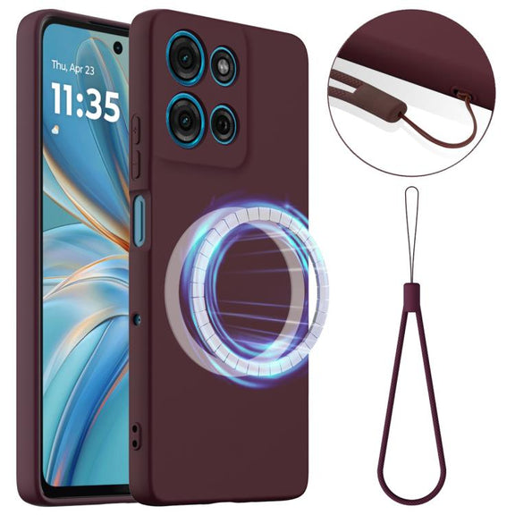 For Motorola Moto G Play 2025 Shockproof Silicone Magsafe Phone Case(Plum Color)
