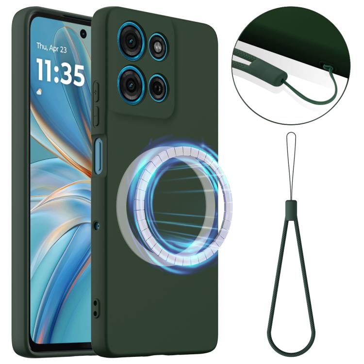 For Motorola Moto G Play 2025 Shockproof Silicone Magsafe Phone Case(Dark Green)