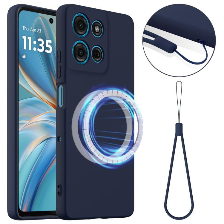 For Motorola Moto G56 5G Shockproof Silicone Magsafe Phone Case(Navy Blue)