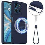 For Motorola Moto G56 5G Shockproof Silicone Magsafe Phone Case(Navy Blue)