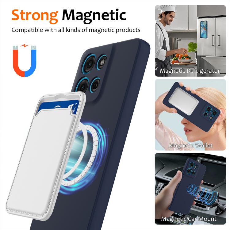 For Motorola Moto G56 5G Shockproof Silicone Magsafe Phone Case(Navy Blue)