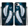 For iPhone 16e Crystal Texture Colored Drawing Leather Phone Case(White Butterfly Feathers) - iPhone 16e Cases by PMC TechLife | Online Shopping South Africa | PMC TechLife | Buy Now Pay Later Mobicred