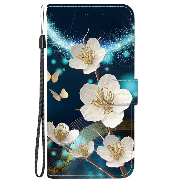 For iPhone 16e Crystal Texture Colored Drawing Leather Phone Case(Magnolia)