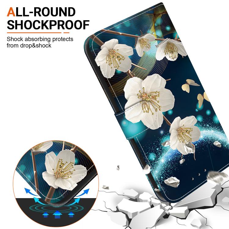 For iPhone 16e Crystal Texture Colored Drawing Leather Phone Case(Magnolia)