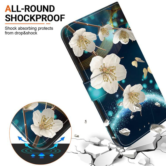 For iPhone 16e Crystal Texture Colored Drawing Leather Phone Case(Magnolia)