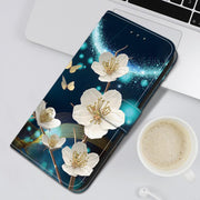 For iPhone 16e Crystal Texture Colored Drawing Leather Phone Case(Magnolia)