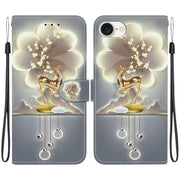 For iPhone 16e Crystal Texture Colored Drawing Leather Phone Case(Sika Deer)