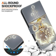 For iPhone 16e Crystal Texture Colored Drawing Leather Phone Case(Sika Deer)