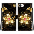 For iPhone 16e Crystal Texture Colored Drawing Leather Phone Case(Gold Flower) - iPhone 16e Cases by PMC TechLife | Online Shopping South Africa | PMC TechLife | Buy Now Pay Later Mobicred