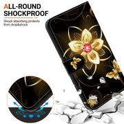 For iPhone 16e Crystal Texture Colored Drawing Leather Phone Case(Gold Flower)