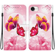 For iPhone 16e Crystal Texture Colored Drawing Leather Phone Case(Pink Butterflies) - iPhone 16e Cases by PMC TechLife | Online Shopping South Africa | PMC TechLife | Buy Now Pay Later Mobicred