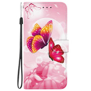 For iPhone 16e Crystal Texture Colored Drawing Leather Phone Case(Pink Butterflies)