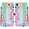 For iPhone 16e Crystal Texture Colored Drawing Leather Phone Case(Sunflowers) - iPhone 16e Cases by PMC TechLife | Online Shopping South Africa | PMC TechLife | Buy Now Pay Later Mobicred