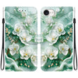 For iPhone 16e Crystal Texture Colored Drawing Leather Phone Case(Jade Flowers) - iPhone 16e Cases by PMC TechLife | Online Shopping South Africa | PMC TechLife | Buy Now Pay Later Mobicred