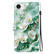 For iPhone 16e Crystal Texture Colored Drawing Leather Phone Case(Jade Flowers)