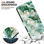 For iPhone 16e Crystal Texture Colored Drawing Leather Phone Case(Jade Flowers)