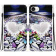 For iPhone 16e Crystal Texture Colored Drawing Leather Phone Case(Heart Shaped) - iPhone 16e Cases by PMC TechLife | Online Shopping South Africa | PMC TechLife | Buy Now Pay Later Mobicred