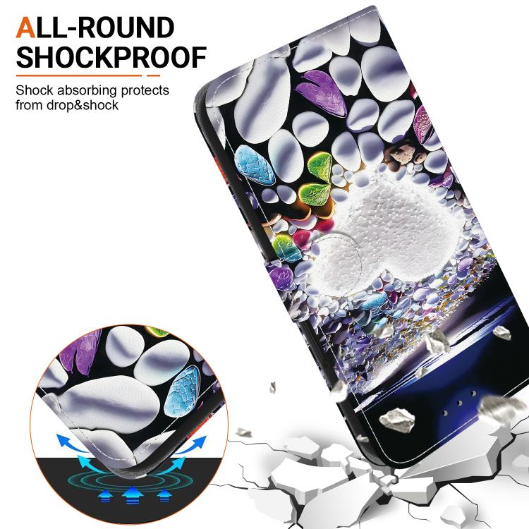 For iPhone 16e Crystal Texture Colored Drawing Leather Phone Case(Heart Shaped)
