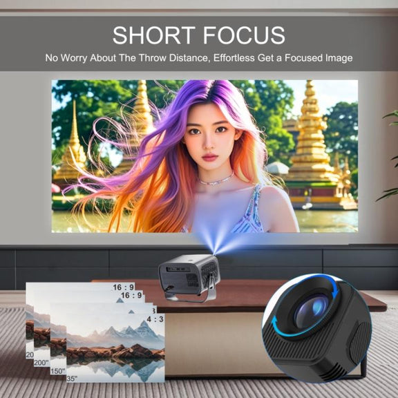 A10 Plus 1280 x 720P 200ANSI Amlogic H713 CPU Android 11.0 Smart Projector, EU Plug(Metal Grey)
