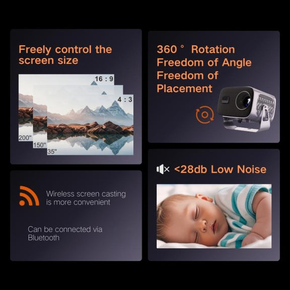 A10 Plus 1280 x 720P 200ANSI Amlogic H713 CPU Android 11.0 Smart Projector, US Plug(Metal Grey)