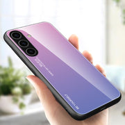 For Samsung Galaxy S25 5G Gradient Color Glass Phone Case(Pink Purple)