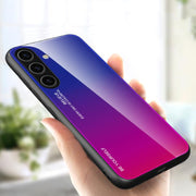 For Samsung Galaxy S25 5G Gradient Color Glass Phone Case(Purple Red)