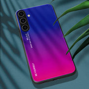 For Samsung Galaxy S25 5G Gradient Color Glass Phone Case(Purple Red)