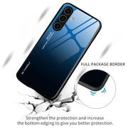 For Samsung Galaxy S25+ 5G Gradient Color Glass Phone Case(Aurora Blue)