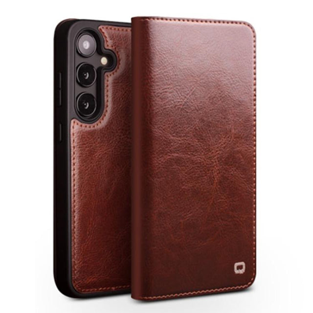 For Samsung Galaxy S25 5G QIALINO Genuine Leather Phone Case(Brown)