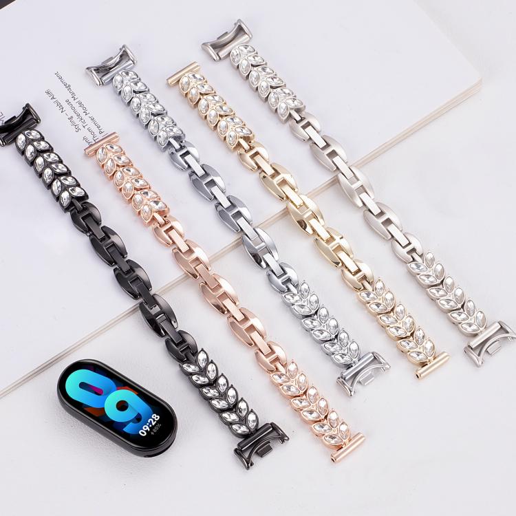 For Xiaomi Smart Band 9 / 8 Wheat Ear Diamond Bracelet Metal Watch Band(Gold)