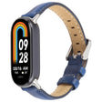For Xiaomi Smart Band 9 / 8 Silver Metal Connector Genuine Leather Watch Band(Blue) - free shipping - PMc TechLife - Order now!