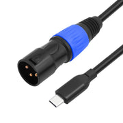 TY015 Type-C Male to XLR Male Stereo Output Audio Cable, Length:3m(Black Blue)