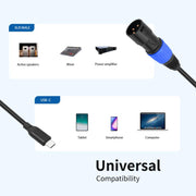 TY015 Type-C Male to XLR Male Stereo Output Audio Cable, Length:3m(Black Blue)