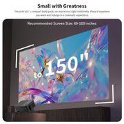 AUN A32 1280x720P 200ANSI D3100 CPU WIFI Display Smart Projector, EU Plug(Black)