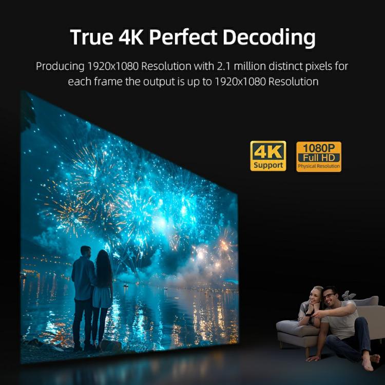AUN U002 1920x1080P 970ANSI Android 12 Home Theater Smart Projector, UK Plug(Dark Grey)