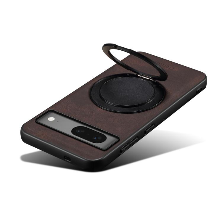 For Google Pixel 7 Denior A14 Skin Feel Rotating Holder MagSafe Phone Case(Brown)