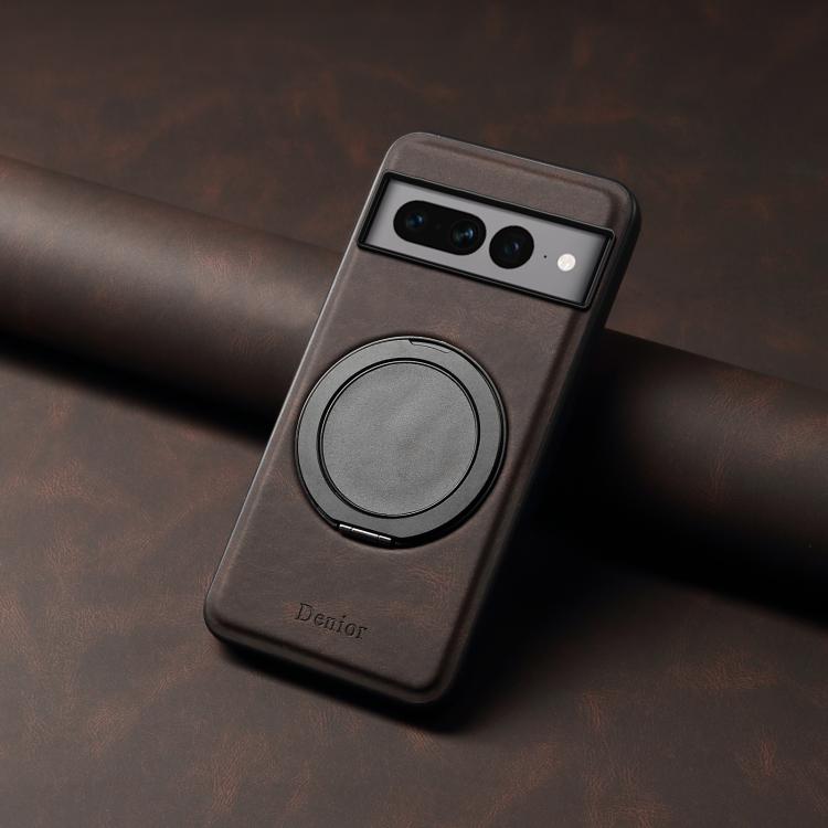 For Google Pixel 7 Pro Denior A14 Skin Feel Rotating Holder MagSafe Phone Case(Brown)