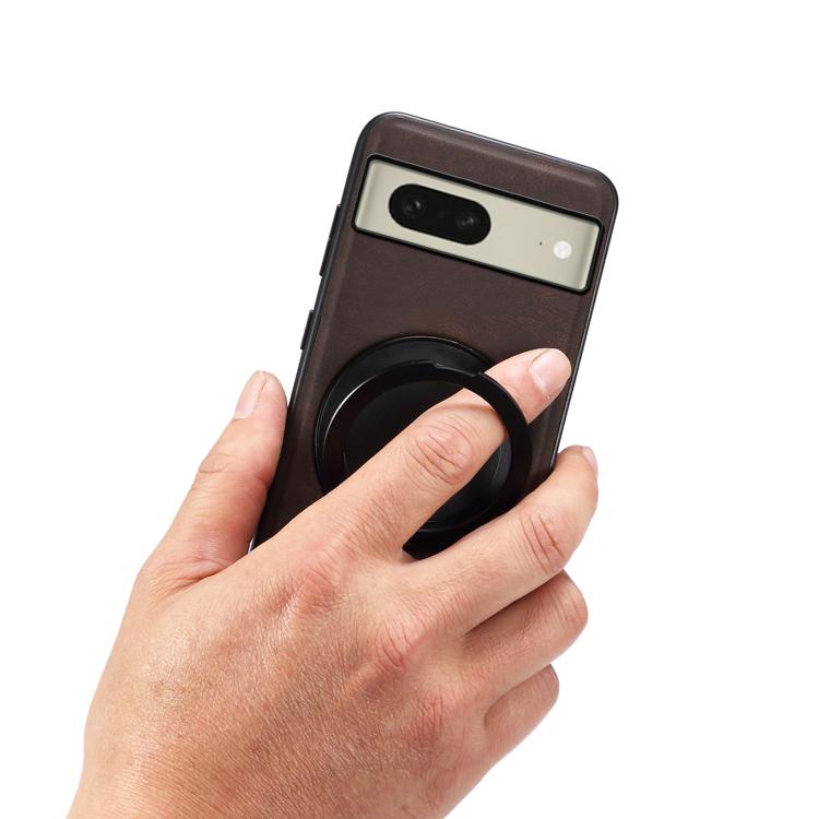 For Google Pixel 8 Denior A14 Skin Feel Rotating Holder MagSafe Phone Case(Brown)