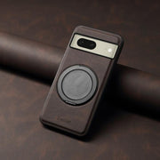 For Google Pixel 8 Denior A14 Skin Feel Rotating Holder MagSafe Phone Case(Brown)