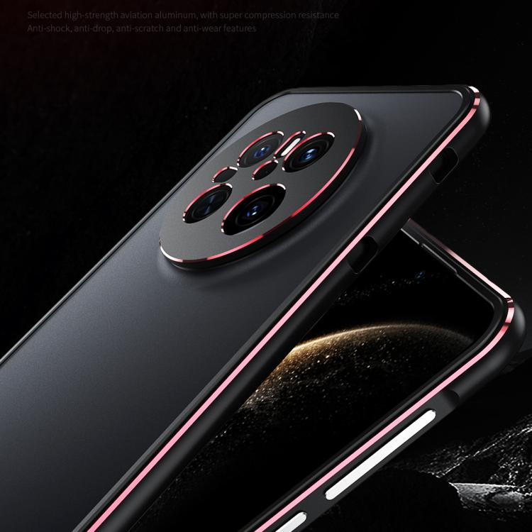 For Huawei Mate 70 Aurora Series Lens Protector + Metal Frame Phone Case(Black Red)