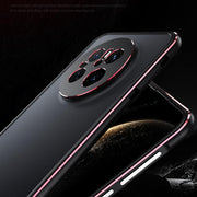 For Huawei Mate 70 Aurora Series Lens Protector + Metal Frame Phone Case(Black Red)