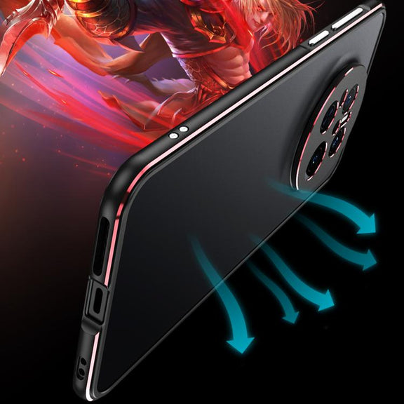 For Huawei Mate 70 Aurora Series Lens Protector + Metal Frame Phone Case(Black Blue)