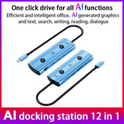 YCE V172 12 in 1 USB-C / Type-C HUB Adapter AI Docking Station(Blue)