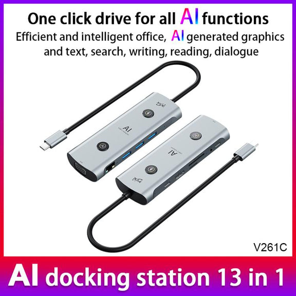 YCE V261C 13 in 1 USB-C / Type-C HUB Adapter AI Docking Station(Grey)