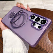 For Samsung Galaxy S25 Ultra 5G Rotation Holder MagSafe Phone Case(Purple)