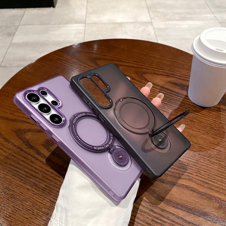 For Samsung Galaxy S25+ 5G Rotation Holder MagSafe Phone Case(Purple)