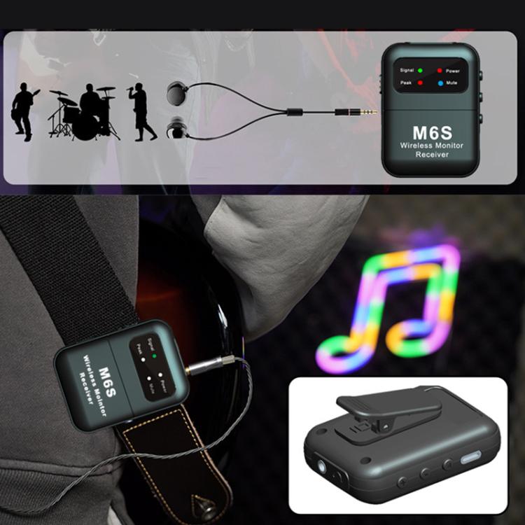 M6S Stereo Wireless In-Ear Monitor System 2.4G Transmitter & Receiver(Black)