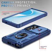 For Samsung Galaxy S25 Ultra 5G Sliding Camshield TPU Hybrid PC Phone Case with Holder(Navy Blue)