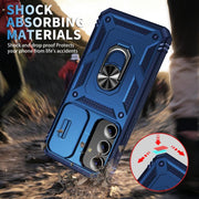 For Samsung Galaxy S25+ 5G Sliding Camshield TPU Hybrid PC Phone Case with Holder(Navy Blue)