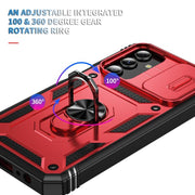 For Samsung Galaxy S25+ 5G Sliding Camshield TPU Hybrid PC Phone Case with Holder(Red+Black)